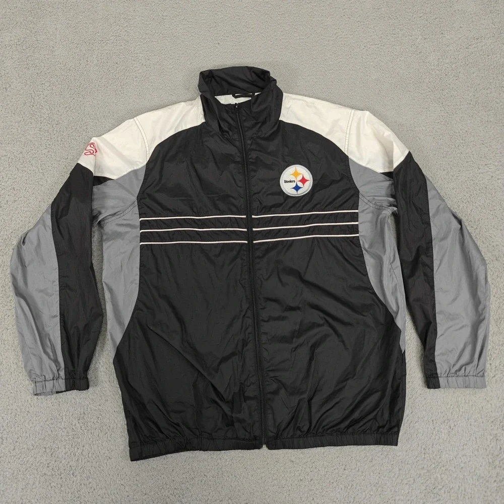 Pittsburgh Steelers Jacket Mens Large Windbreaker NFL Football G-III 90s Vintage